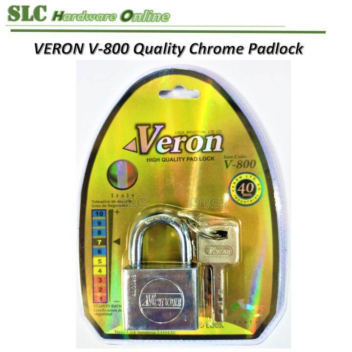 VERON V-800 Quality Chrome Key Alike Padlock / Mangga Jenis Solek 30mm ...