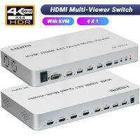 4K 60Hz KVM HDMI Multi-Viewer สวิตช์ไร้รอยต่อ4X1 HDMI มุมมองแบบหลายมุมมองสวิตช์ไร้รอยต่อควบคุมการแชร์หน้าจอ USB เมาส์และคีย์บอร์ด