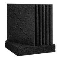 12 Pcs Acoustic Foam Panels,Sound Insulation Panels,Bevel Sound Panels,for Acoustic Treatment of Home,Office and Studio