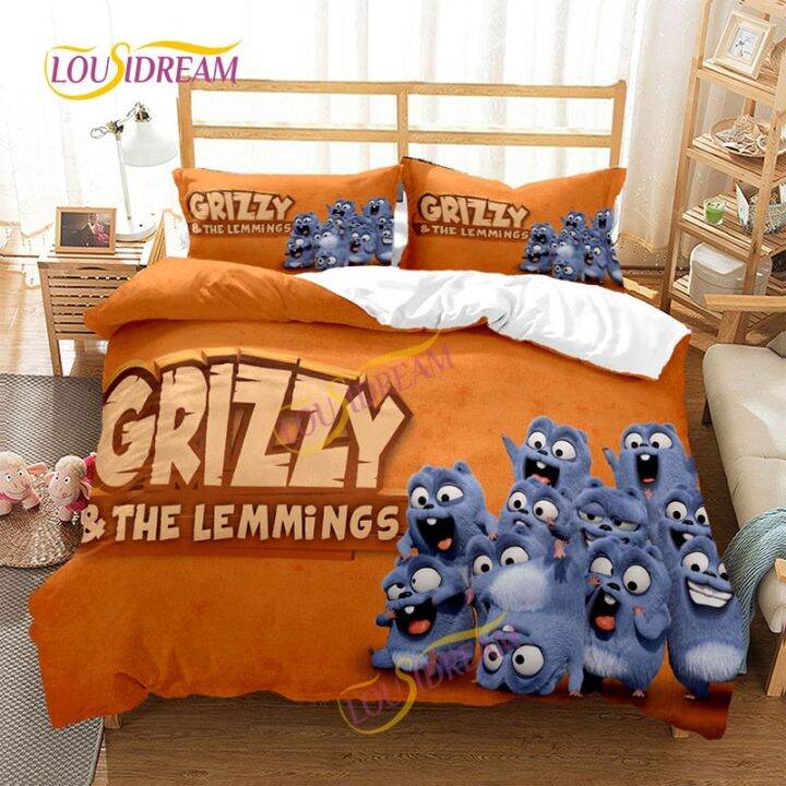 hot-print-grizzy-and-the-lemmings-duvet-cover-set-four-three-piece-soft-bed-sheet