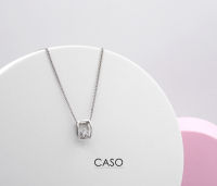 Caso jewelry สร้อยคอโครงสร้าง เงินเรียบประดับ cz สีขาว สร้อยคอผู้หญิง สร้อยคอ