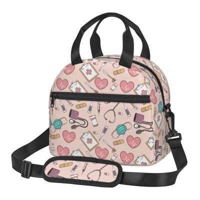 ✶❖▲ Funny Nurse Insulated Lunch Bag for Women Waterproof Shoulder Strap Nursing Cooler Thermal Bento Box Kids School Children