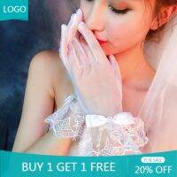 ✓๑❒ Dingyaoda Bridal Wedding Wedding All-finger Gloves Womens Short Soft Lace Breathable Bow Decoration