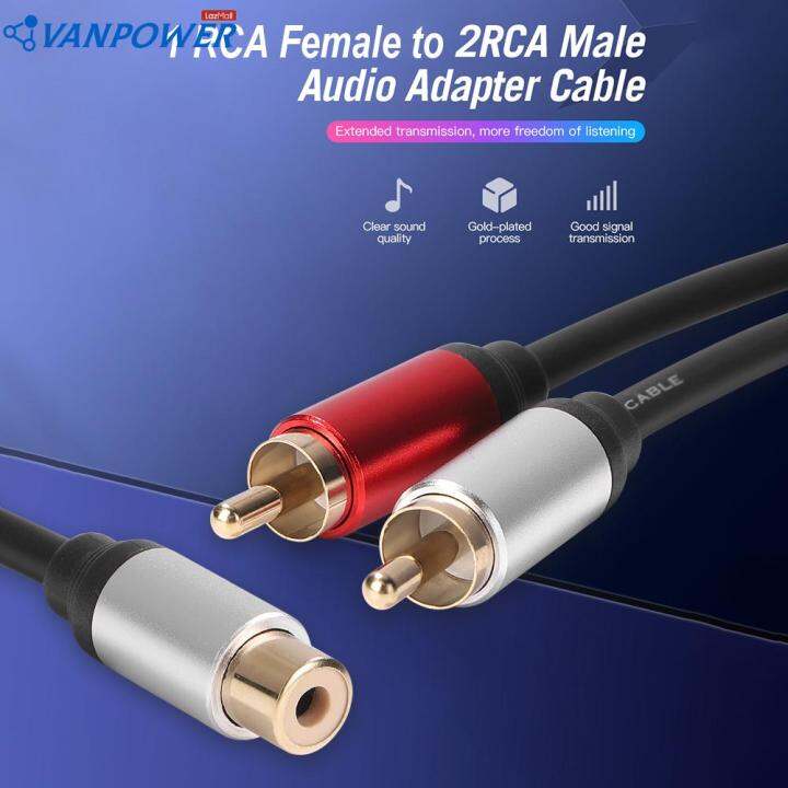 RCA 1 Female to 2 Male Adapter Audio Y Splitter Cable Amplifier