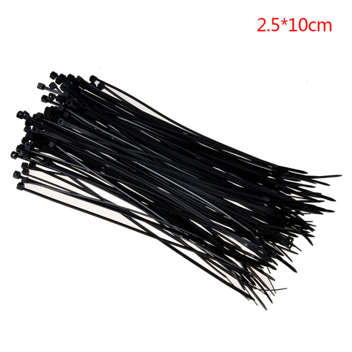 Akabs Chandrae 100pcs Fasten White Black Cable Wire Zip Ties Self ...