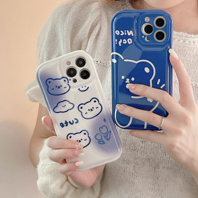 For 13 Pro Max imd Blue Bear Phone Case For 12 Pro Sair Cushion Decompress For 11 Pro Max Soft TPU Cover