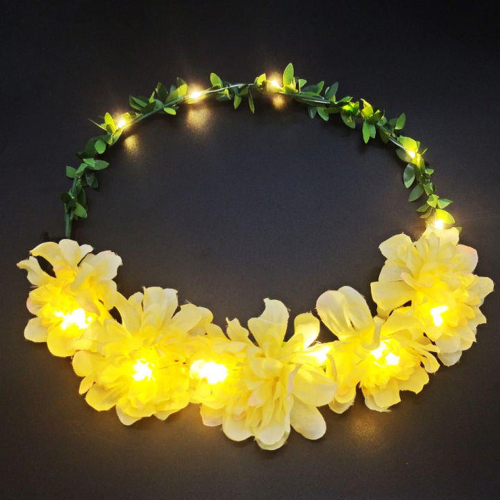 garland-headdress-shiny-headwear-simulation-wreath-hawaiian-headwear-glowing-headwear-tourism-headwear