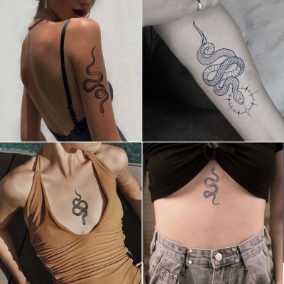 Ten pieces of juice herbal tattoo stickers snake men and women Japanese-style dark flower arm men and women semi-permanent non-fading waterproof tattoos