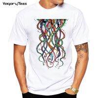 2022 Summer Rainbow Coloured Octopus With Psychedelic Tentacles T-Shirt Men Fashion T-Shirt Man Tops Summer Cool Tees