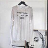 Washed Old 1996 Letter Long Sleeve T-shirt Womens Simple Round Neck Casual Top Printed Loose Fit for Men and Women