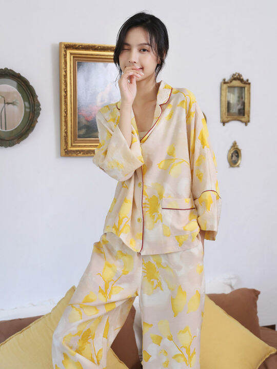 2022-spring-new-floral-printed-pajamas-set-loungewear-sleepwear-for-women-2-pieces-long-sleeve-wide-leg-pyjama-home-clothes