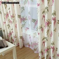 【YD】 New Blackout Curtains for Dining Bedroom Room High-grade Cotton Printed Thick Half Shading Screens Garden