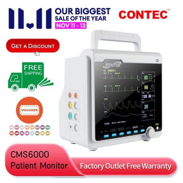 CONTEC CMS6000 Patient Monitor 8"TFT LCD สี สัญญาณชีพ ICU,ECG,NIBP,SPO2 ...