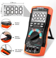 ZZOOI True RMS Digital Multimeter Tester 6000 Counts Measure Voltage Current Amp Resistance Diodes Continuity Duty-Cycle Capacitance