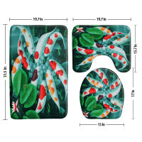 3pcs Bath Mat Koi Fish Sea Animals Bathroom Mats Set Anti Slip Bathroom Rug And Toilet Seat Cover U-shaped Pad Bathroom Products