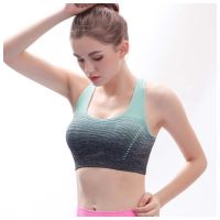 High Stretch Sport Bra Women Gradient Sport Fitness Bras Quick Dry Padded H-Back Sport Top Seamless Yoga Running Sport Bra Top