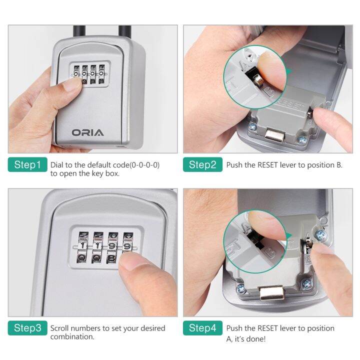 oria-กล่องคีย์รหัสผ่านกลางแจ้งกันน้ำกล่องกุญแจล็อคนิรภัยกุญแจกล่องเก็บของเข้ารหัสล็อคพวงกุญแจกล่องตั้งรหัสผ่านได้กล่องติดผนัง