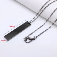 New Black Rectangle Pendant Necklace Men Trendy Simple Stainless Steel Mens necklace