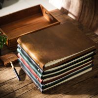 AIGUONIU First Layer Cowhide A4 Size Ring Planner Genuine Leather Horizontal Notepad Retro Sketchbook Business Notebookwholesale