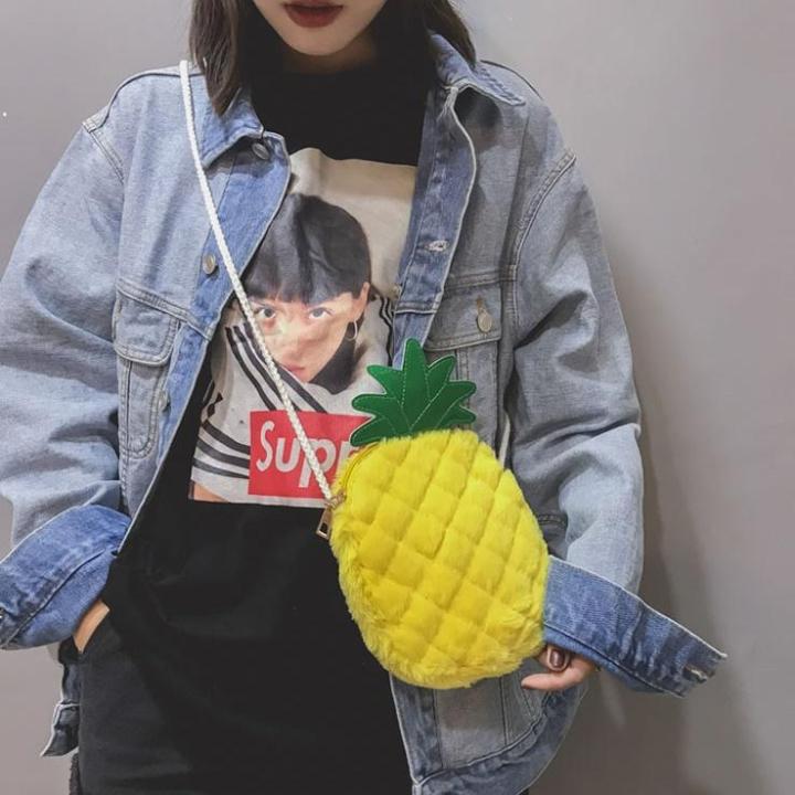 พร้อมส่ง-pineapple-crossbody-bag-กระเป๋าสะพายข้าง-ลายสัปปะรดนุ่มนิ่ม