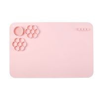 Silicone Craft Mat 24X16Inch Silicone Painting Mat with Cleaning Cup &amp; Paint Holder Pink