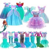 2023 Girls Little Mermaid Ariel Princess Dress Cosplay Kids Vestidos Costume Birthday Party Carnival Children Halloween Clothes