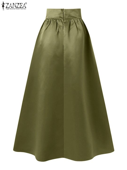 zanzea-เสื้อคลุมยาวสำหรับผู้หญิง-กระโปรงซาตินฤดูใบไม้ร่วงเดรสเอวสูงสีทึบทรงเอยาวถึงพื้นหรูหราชุดลำลองย้อนยุคโอเวอร์ไซส์