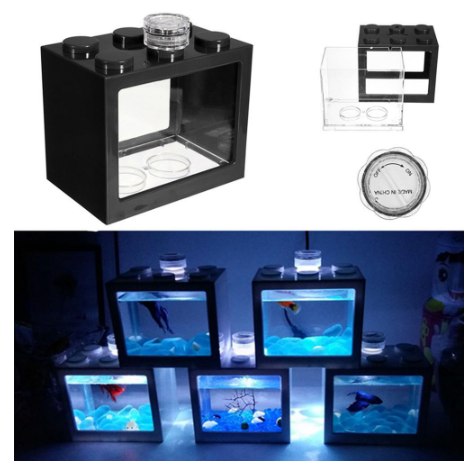 Image showcasing Mini Aquarium Fish Box Desktop Terrarium For Small Betta Fish, Shrimp ...