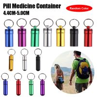 Portable Aluminum Alloy Waterproof Pill Medicine Storage Case Holder Container Capsule First Aid Key Ring Keychain Outdoor Tool