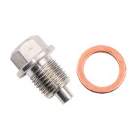 M14 x 1.5 Aluminum Magnetic Oil Drain Plug Oil Pan Drain Nut Bolt with Copper Spacer Compression Washer for Hyundai and Mazda