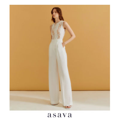 [asava ss23] Asava Signature Straight-leg Pants กางเกงผู้หญิง ขายาว ทรงตรง เอวสูง แต่งจีบหน้า กระเป๋าข้าง ซิปหน้า