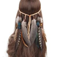 Hellery Turban แถบคาดศีรษะ Bohemian วง Feather Headpiece Headband Hippie PARTY