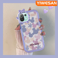 "เคส Chenyyyka สำหรับ Xiaomi 11 Lite 5G 11 Lite 5G Ne เคสการ์ตูนน่ารักสีม่วง-ชมพูมิกกี้เมาส์ขอบสีสันเคสโทรศัพท์โปร่งใส Little Monster เลนส์กล้องถ่ายรูปเคสกันกระแทกกันกระแทก"