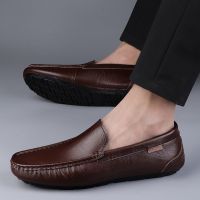 ◑ Genuine Leather Men Casual Shoes Luxury Brand Mens Loafers Moccasins Breathable Slip on Italian Driving Shoes