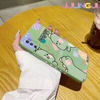 Jjlingji เคสสำหรับ Infinix Hot 9 Play X680การ์ตูน Happy น่ารักไดโนเสาร์เคสมือถือนิ่มบางเคสขอบสี่เหลี่ยมด้านข้างเคสซิลิโคนเคสนิ่มเคสป้องกันการกระแทก