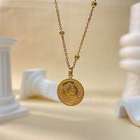 Jewelry factory fashion light luxury queen coin collarbone chain niche high-end sense stainless steel necklace women