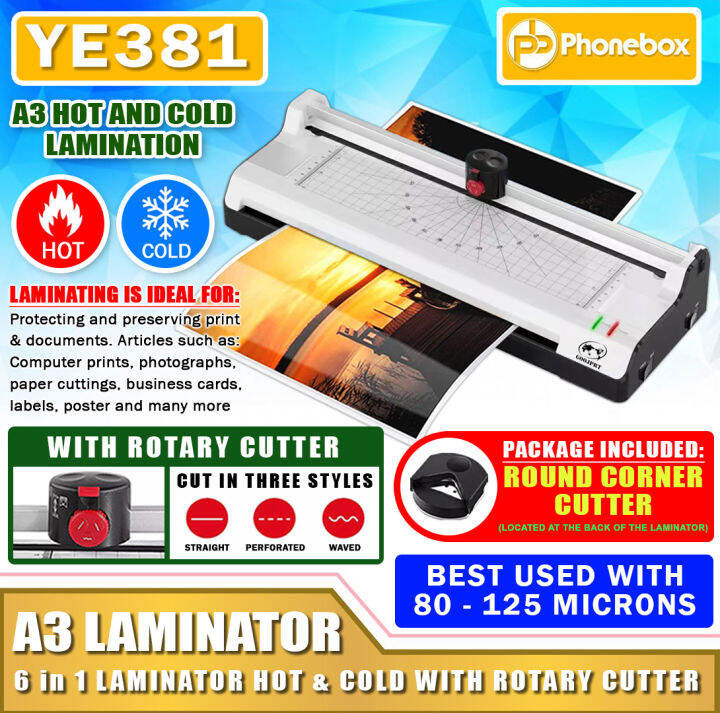 YE381 A3 A4 Laminator 6 IN 1 Laminating Machine ( Hot and Cold ) with