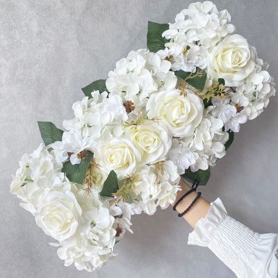 [AYIQ Flower Shop] ประดิษฐ์ P Eony กุหลาบไฮเดรนเยียแถวพื้นหลังงานแต่งงานปลอมดอกไม้ตกแต่งผนัง DIY รวมกันซุ้มแต่งงานจัด
