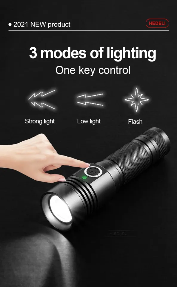 Super Bright Flashlights 60W LED XHP360 30000 High Lumens Water-Resistant 7  Modes USB Tactical Flashlight Camping Hiking Outage