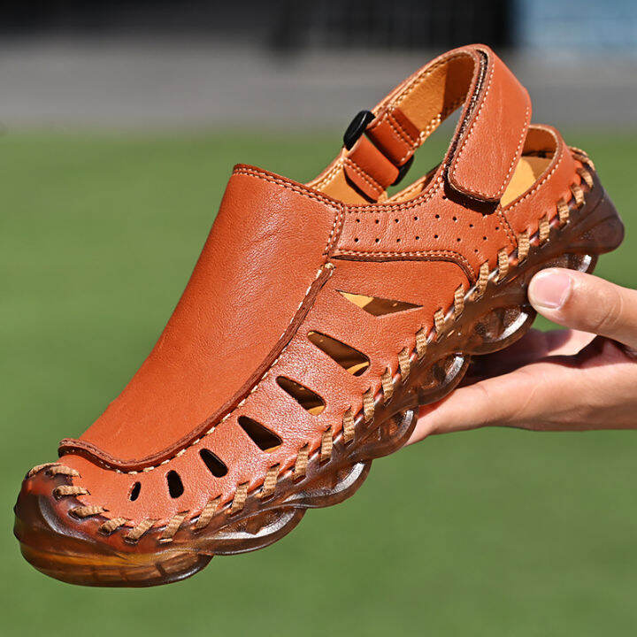 Closed Toe Men's Leather Sandals Men's Outdoor Soft Bottom 2023 New
