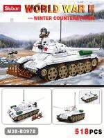 Sembo Military T-34/85 Tank Car Model Building Block Winter Counterattac World War II Army Weapon Soldier Childrens Toy  518PCS Building Sets