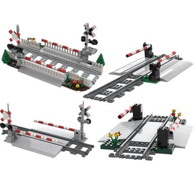 MOC Creative Expert Ideas City Train Railing Crossing Railway Express Bricks Building Blocks DIY Toys for children gifts