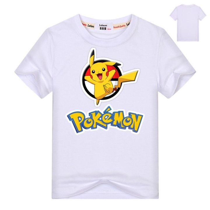 เสื้อยืดแขนสั้นพิมพ์ลาย-pokemon-pikachu-สำหรับเด็ก