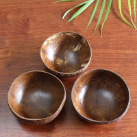 coconut bowl Natural wood tableware wood spoon dessert salad rice shell bowl set handmade crafts smoothie bowl decoration