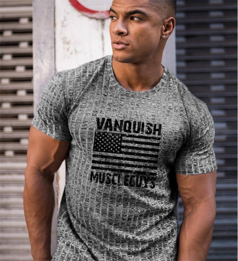 Clothes Tops Crew Neck Mens Muscle Polyester Printed Short Sleeve Sport 