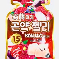 ?ซองใหญ่ 15pcs 300g เยลลี่บุก รสลิ้นจี่ Dolphin KONJAC Jelly Extra 50% LYCHEE Flavor