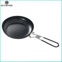 Frypan กลางแจ้งที่จับกระทะแบบนอนสติ๊กแบบพกพาและพับเก็บได้พร้อมเคลือบป้องกันรอยขีดข่วนสำหรับเป้สะพายหลังปิกนิกปีนเขา