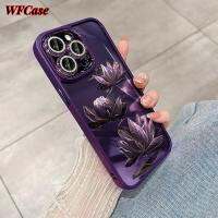 WFCase เคสสำหรับ iPhone 15 14 Pro Max 13 Pro Max 12 Pro Max 11 Pro Max Plus สาม Trollius Chinensis (+ ฟิล์มเลนส์) เคสเลนส์โทรศัพท์เพชรสีชมพูปกป้องกล้องเต็มรูปแบบฝาครอบเคส