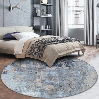 Nordic Round Area Rugs Abstract Blue Gray Watercolor Living Room Bedroom Carpets Children Play Tent Chair Non-Slip Floor Mat