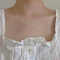 ZOE Necklace Zircon ประดับพู่สีขาวหรูหราแบบเกาหลีสำหรับนาฬิกาผู้หญิงสแตนเลสสร้อยคอโซ่ไหปลาร้า Zircon ไม่ซีดจางเครื่องประดับ